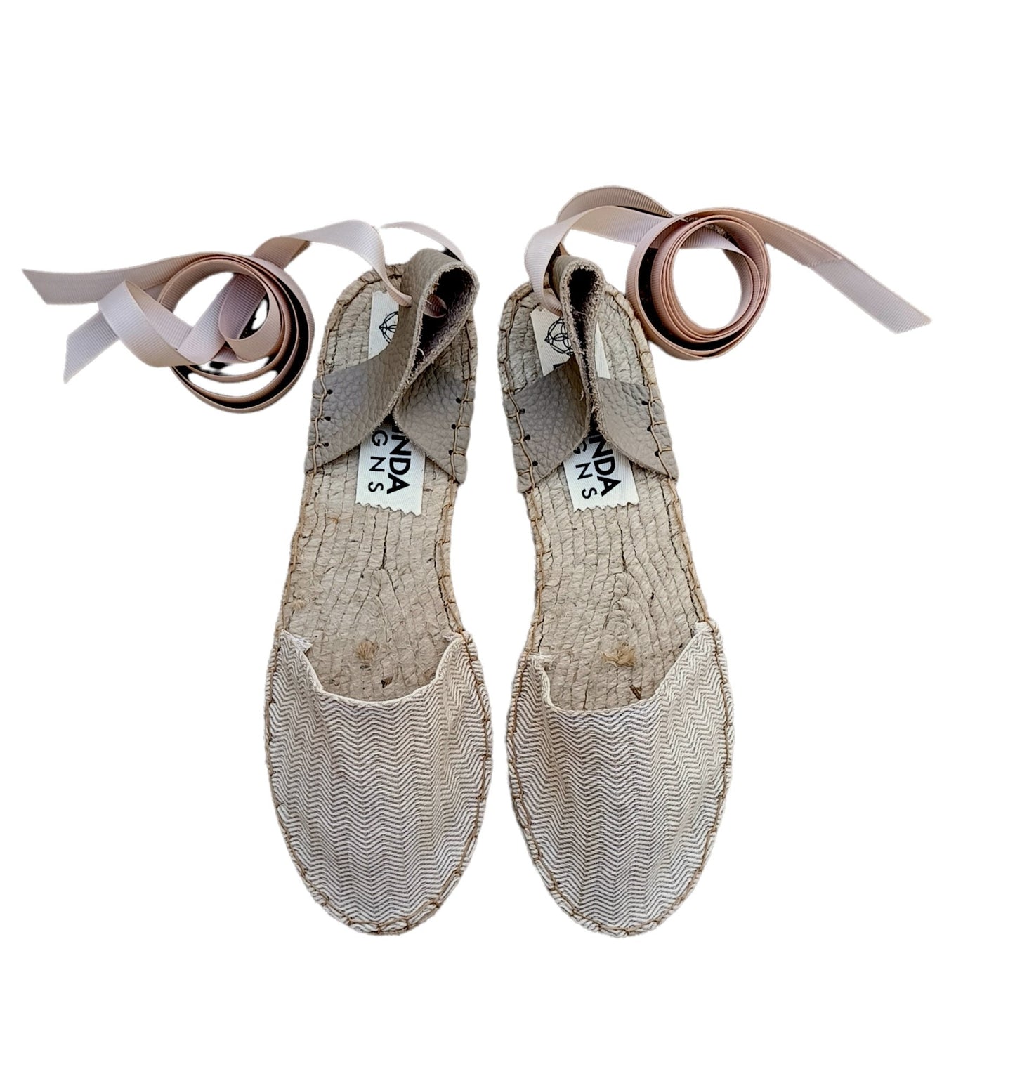 Herringbone Espadrilles - Beige - Classic sole - Maslinda Designs