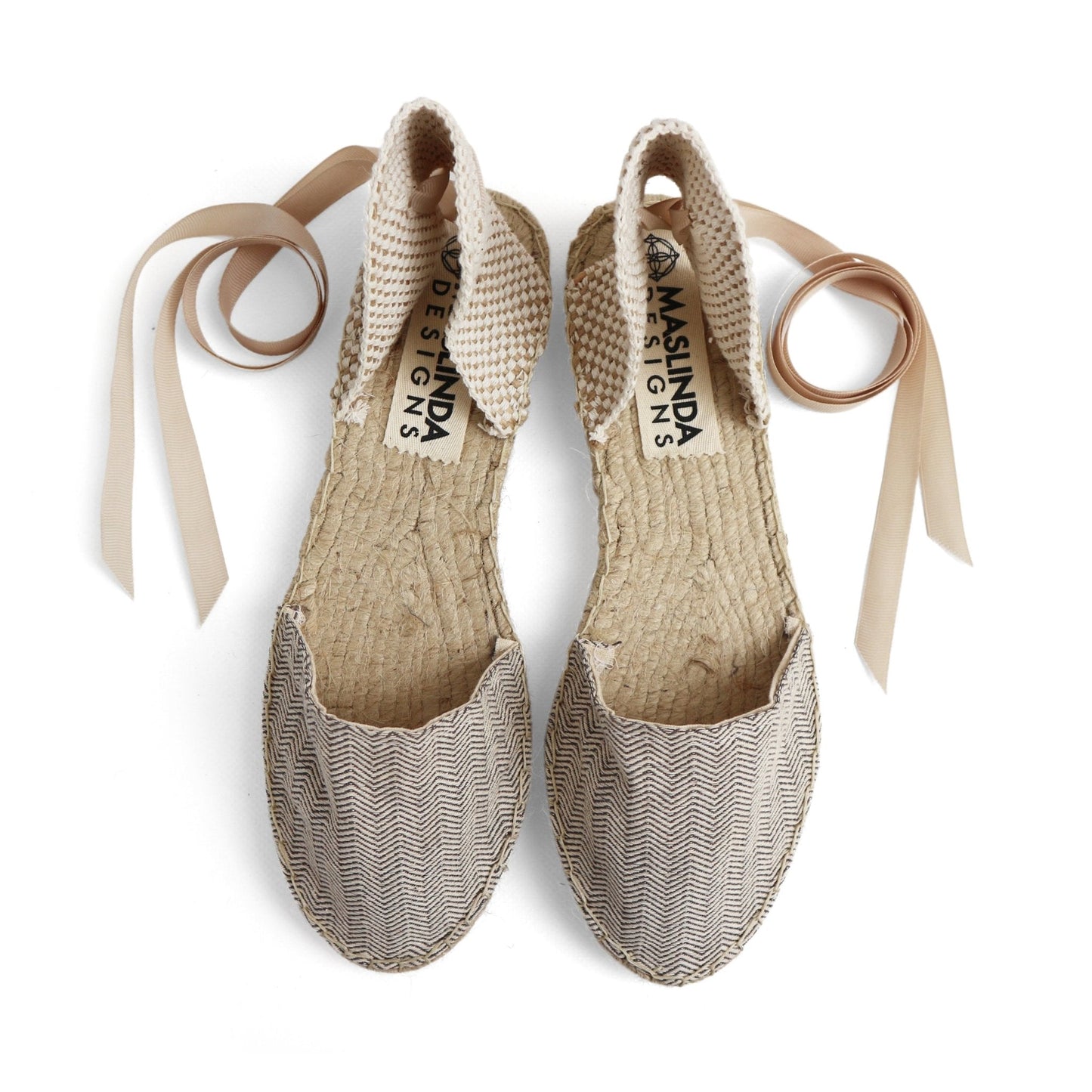 Herringbone Vegan Espadrilles - Beige - Classic Sole - Maslinda Designs