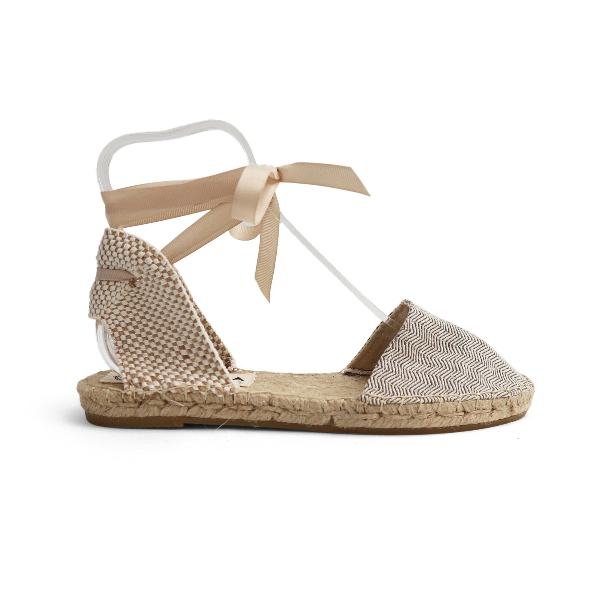 Herringbone Vegan Espadrilles - Beige - Classic Sole - Maslinda Designs