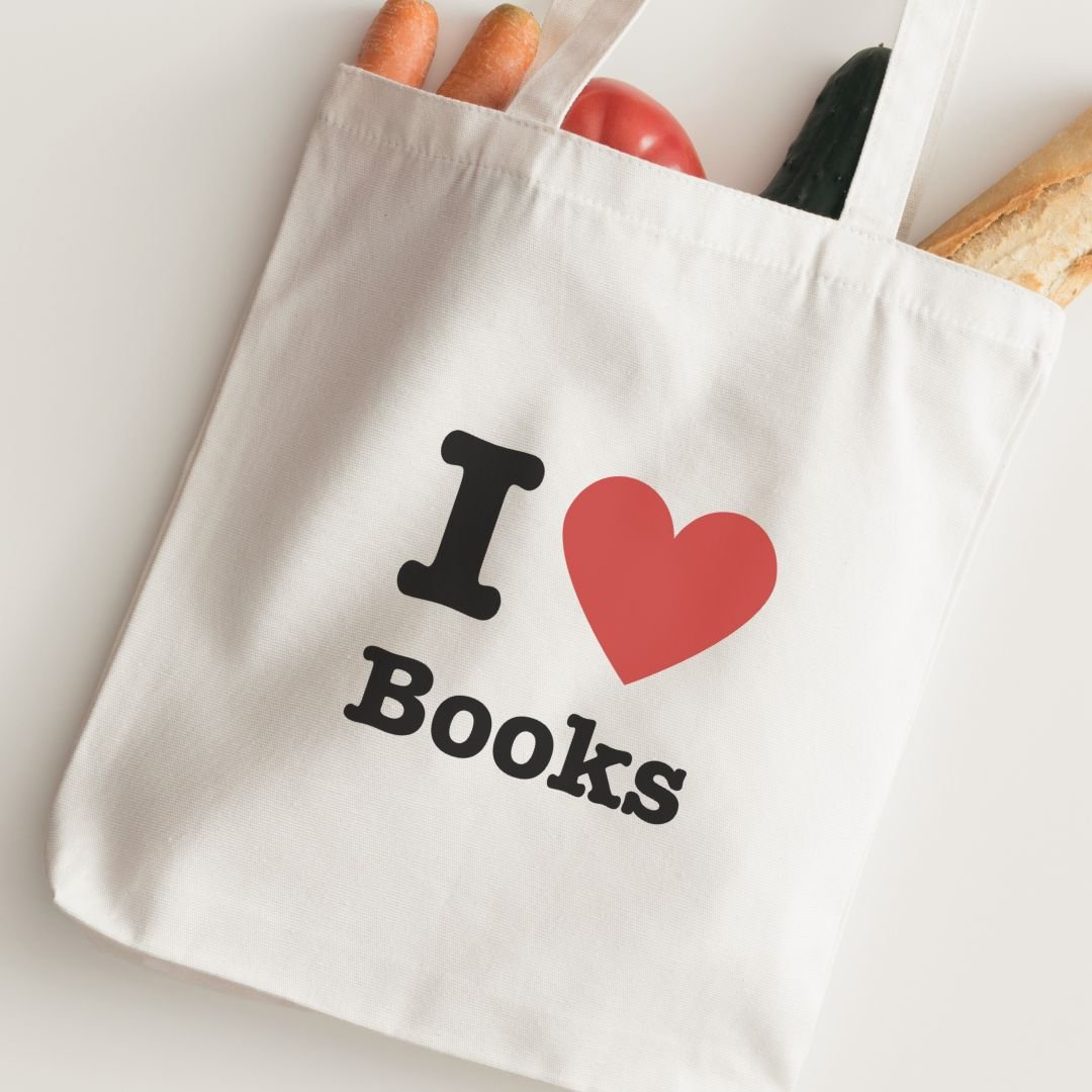 I Love Books Tote Bag - Maslinda Designs