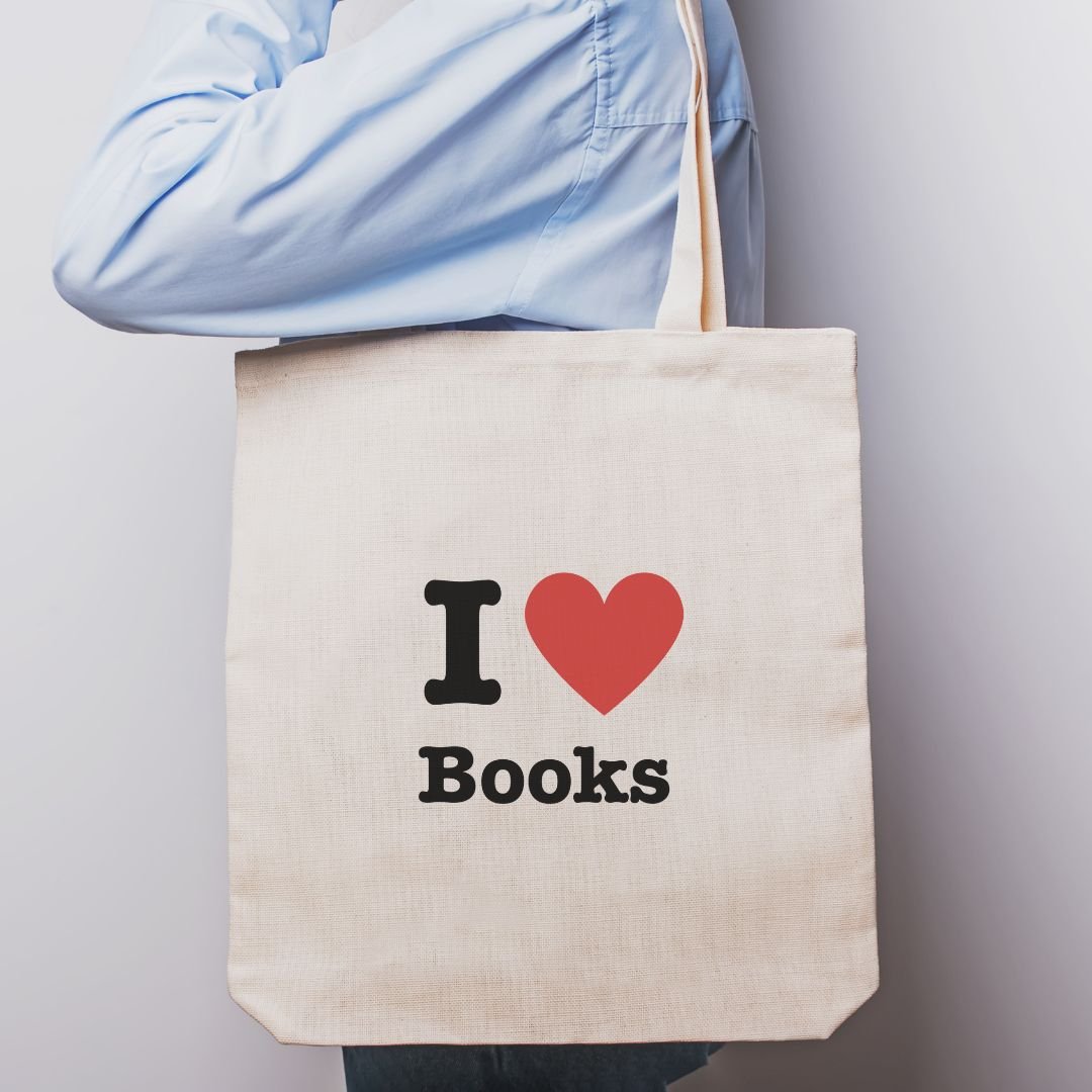 I Love Books Tote Bag - Maslinda Designs