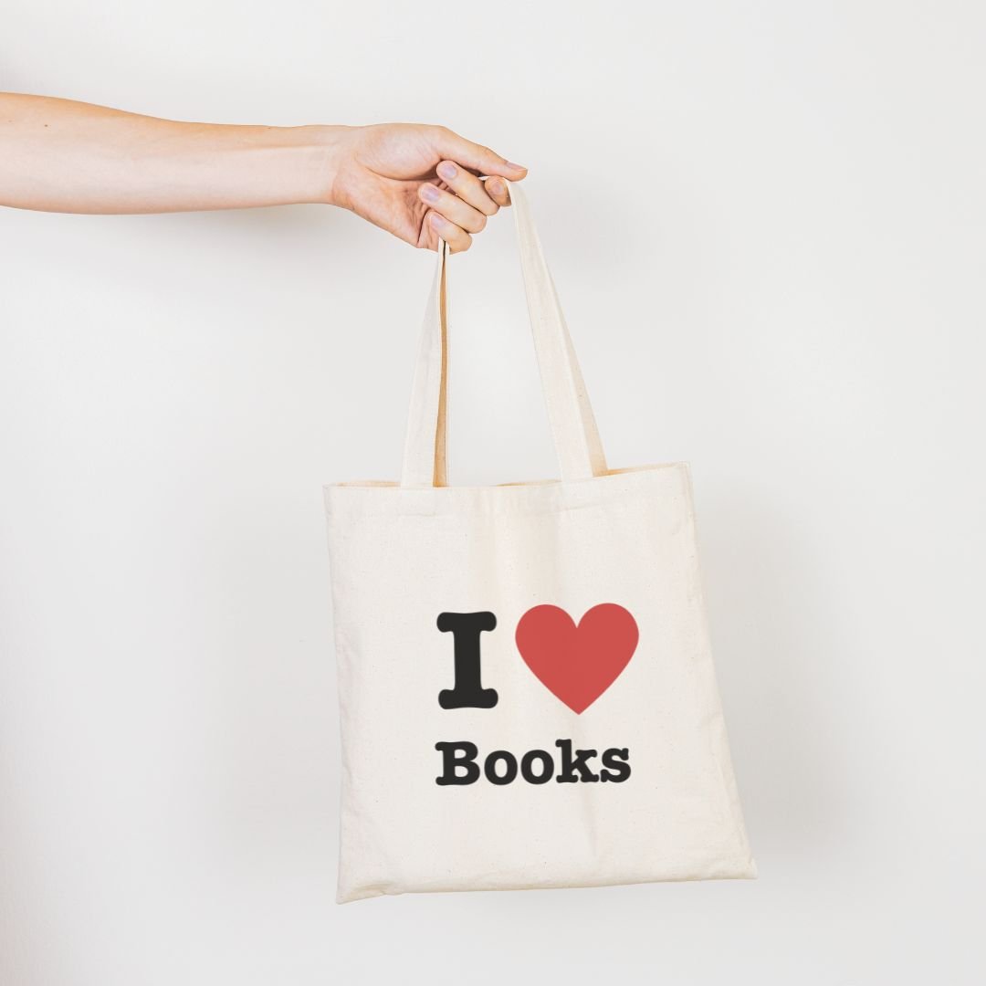 I Love Books Tote Bag - Maslinda Designs