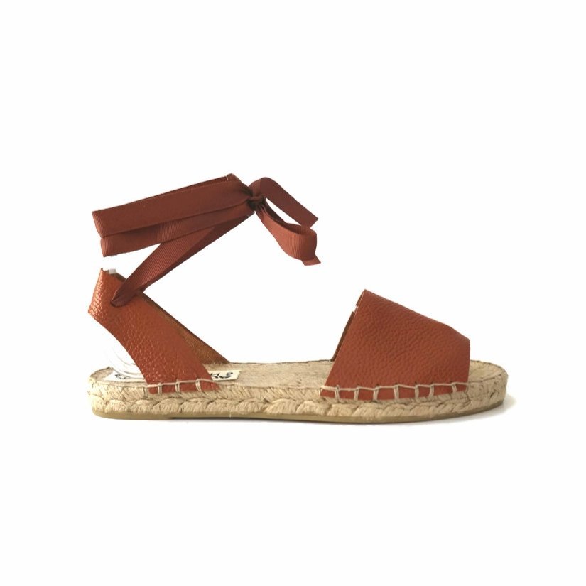 Leather Espadrilles Sandals - Tan - Classic Sole - Maslinda Designs