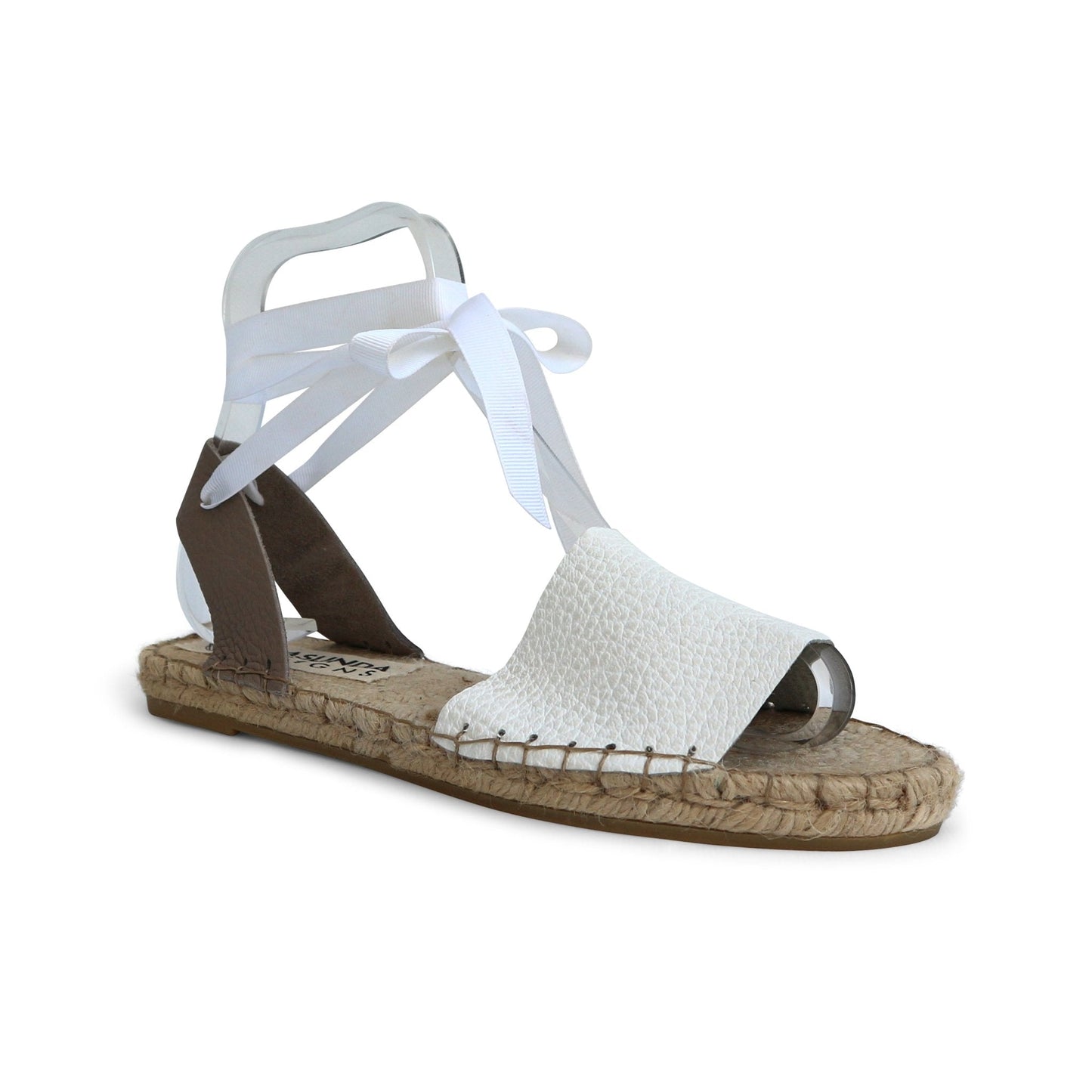 Leather Espadrilles Sandals - White - Classic Sole - Maslinda Designs