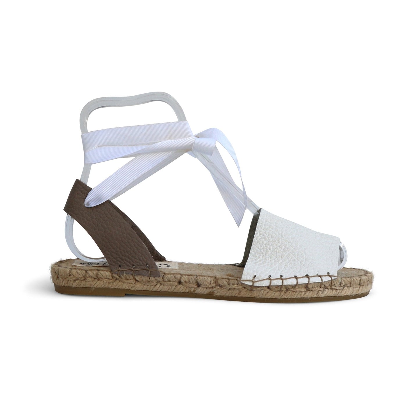 Leather Espadrilles Sandals - White - Classic Sole - Maslinda Designs