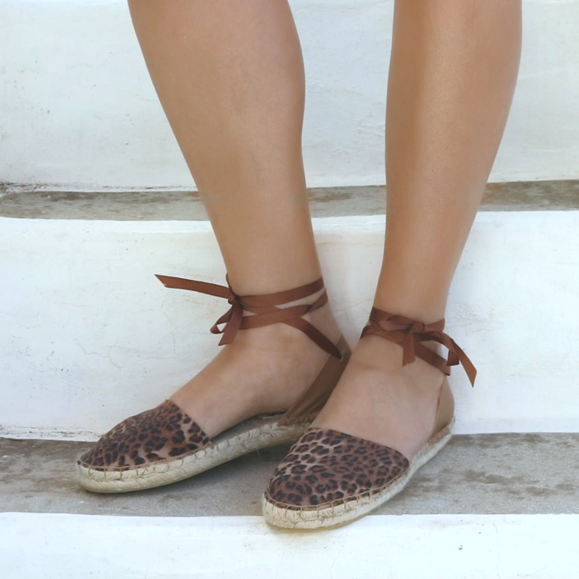 Leopard Print Espadrilles - Tan - Classic Sole - Maslinda Designs