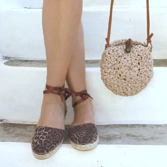 Leopard Print Espadrilles - Tan - Classic Sole - Maslinda Designs