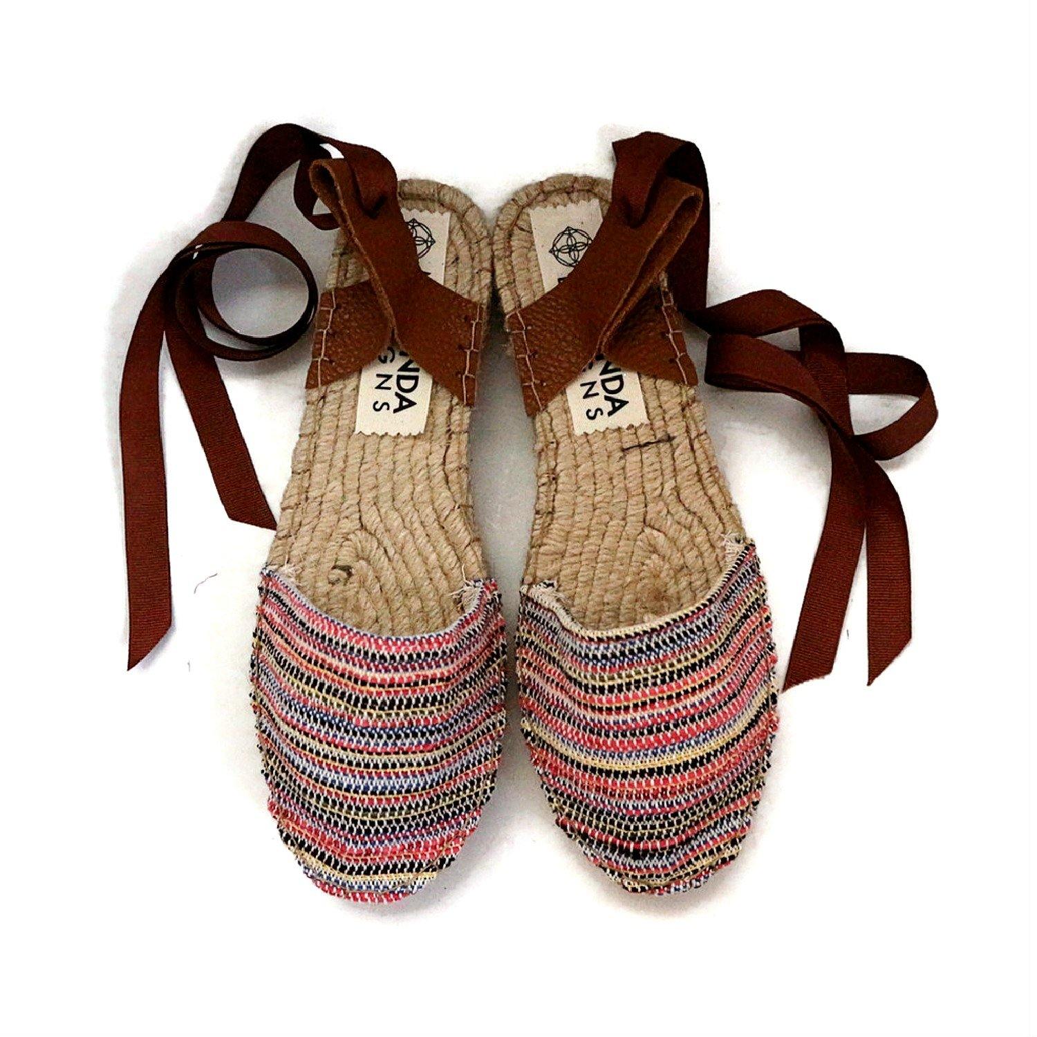 Loom Espadrilles - Pink Stripes - Double Sole - Maslinda Designs