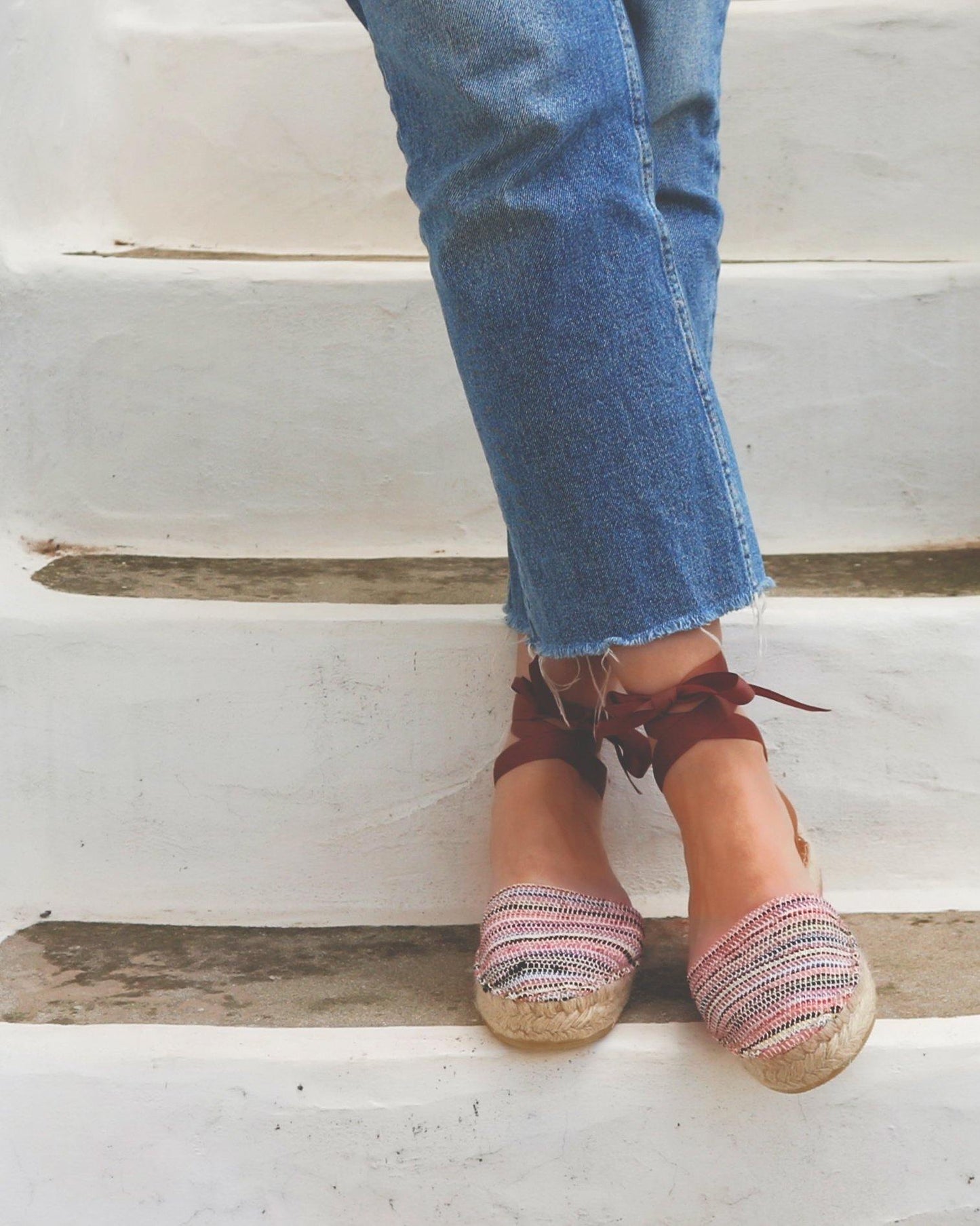 Loom Espadrilles - Pink Stripes - Double Sole - Maslinda Designs