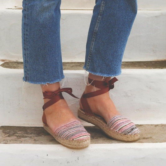 Loom Espadrilles - Pink Stripes - Double Sole - Maslinda Designs