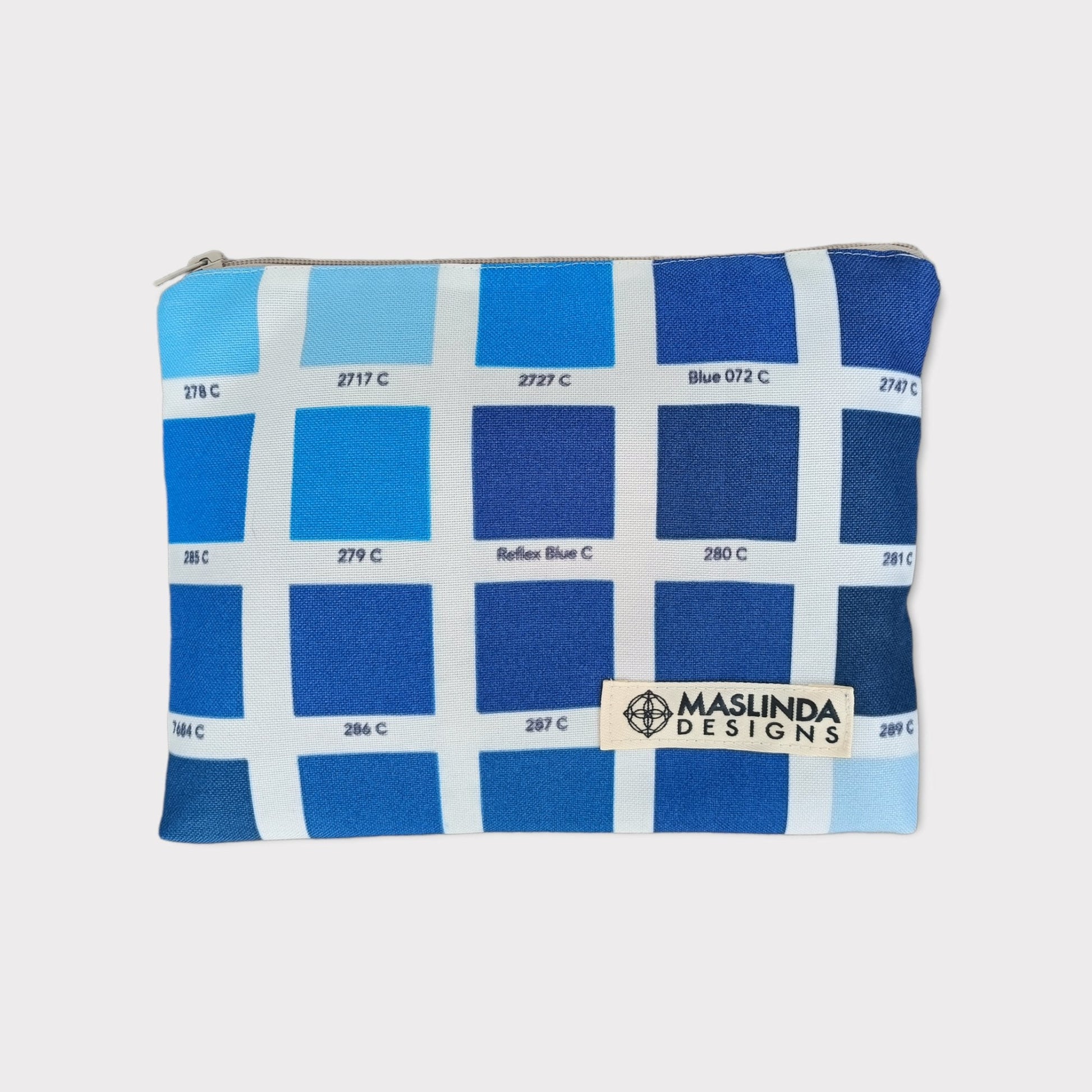 Make-up bag -Blue Squares - Maslinda Designs