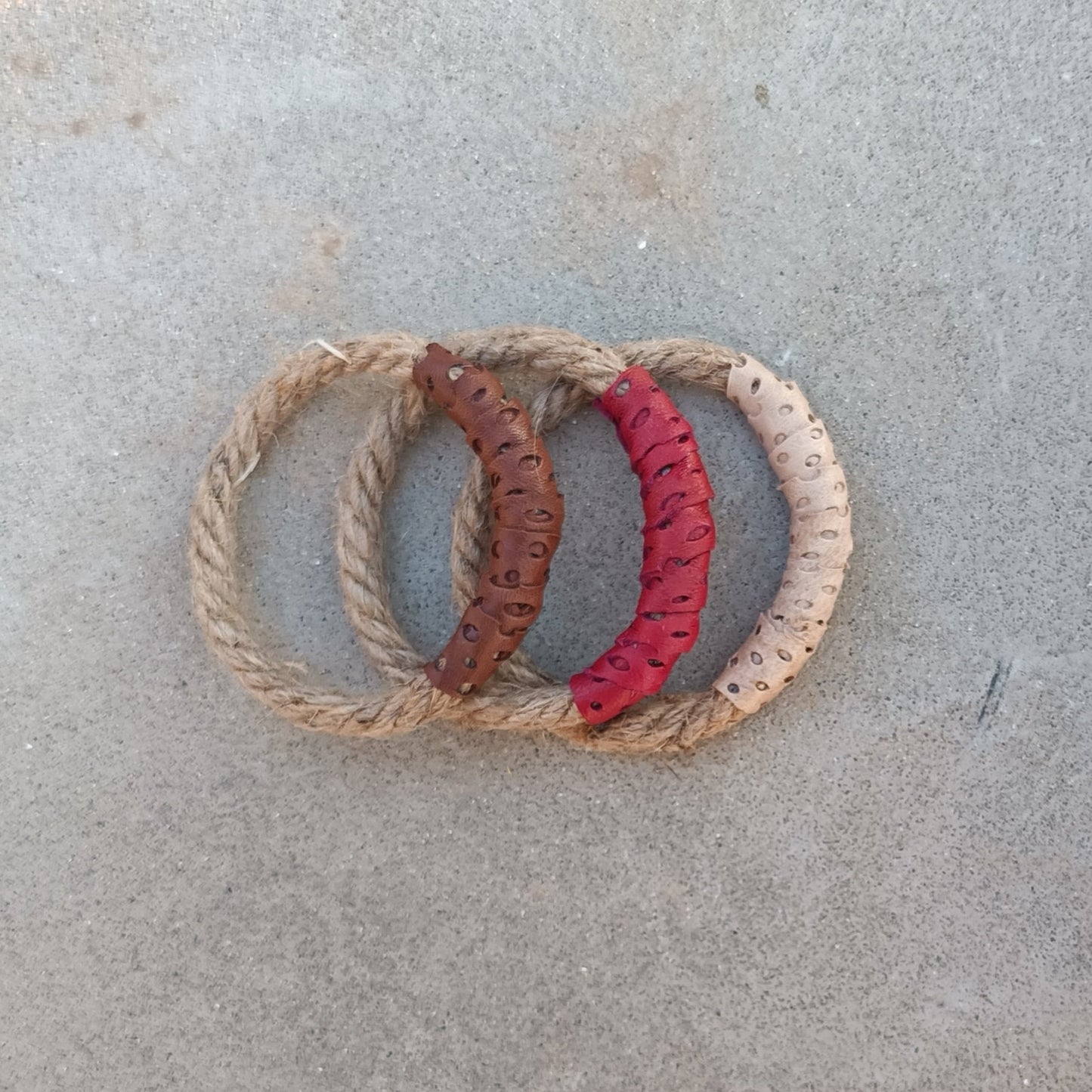 Mojo Rope and Leather Bangles - Set of 3 - Maslinda Designs