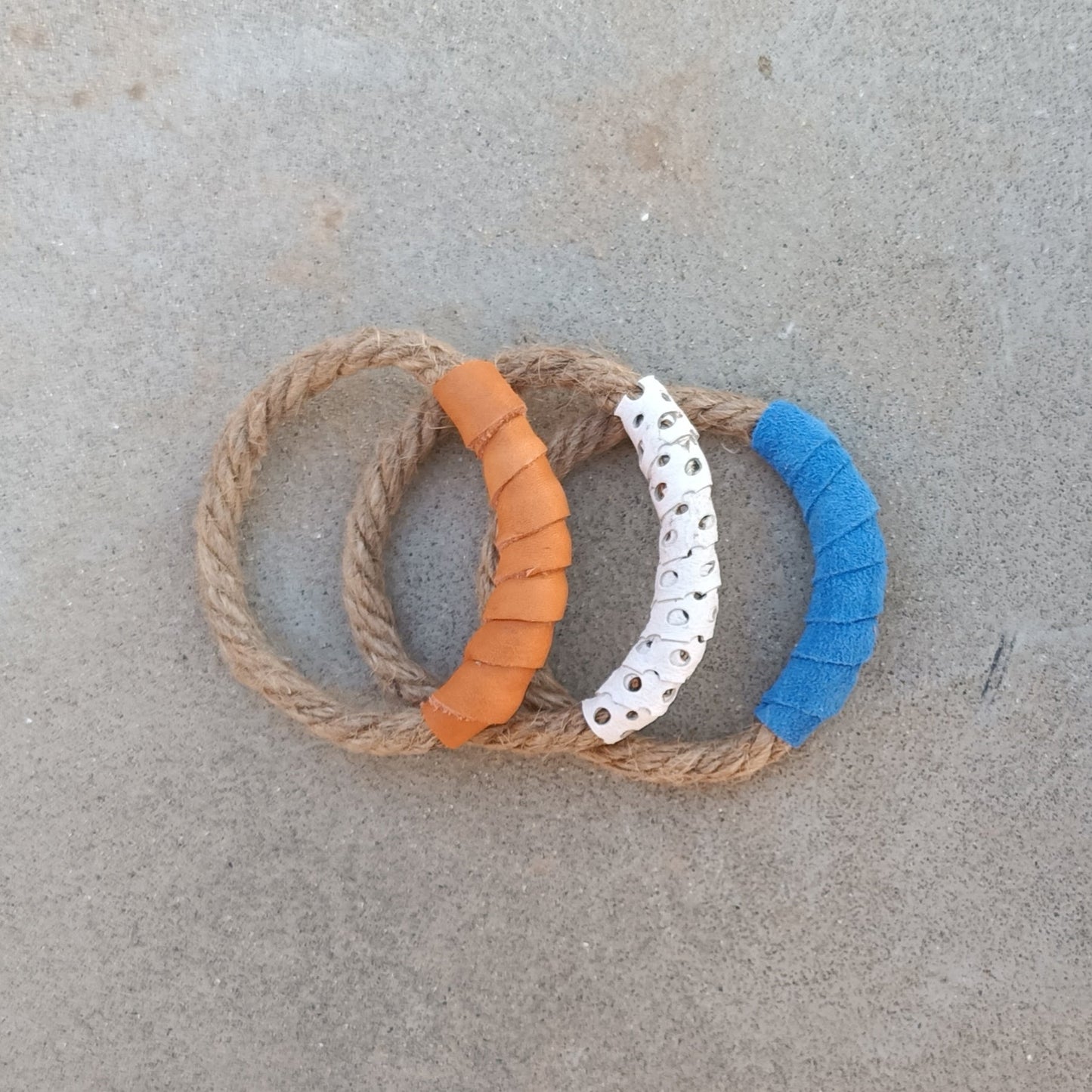 Mojo Rope and Leather Bangles - Set of 3 - Maslinda Designs