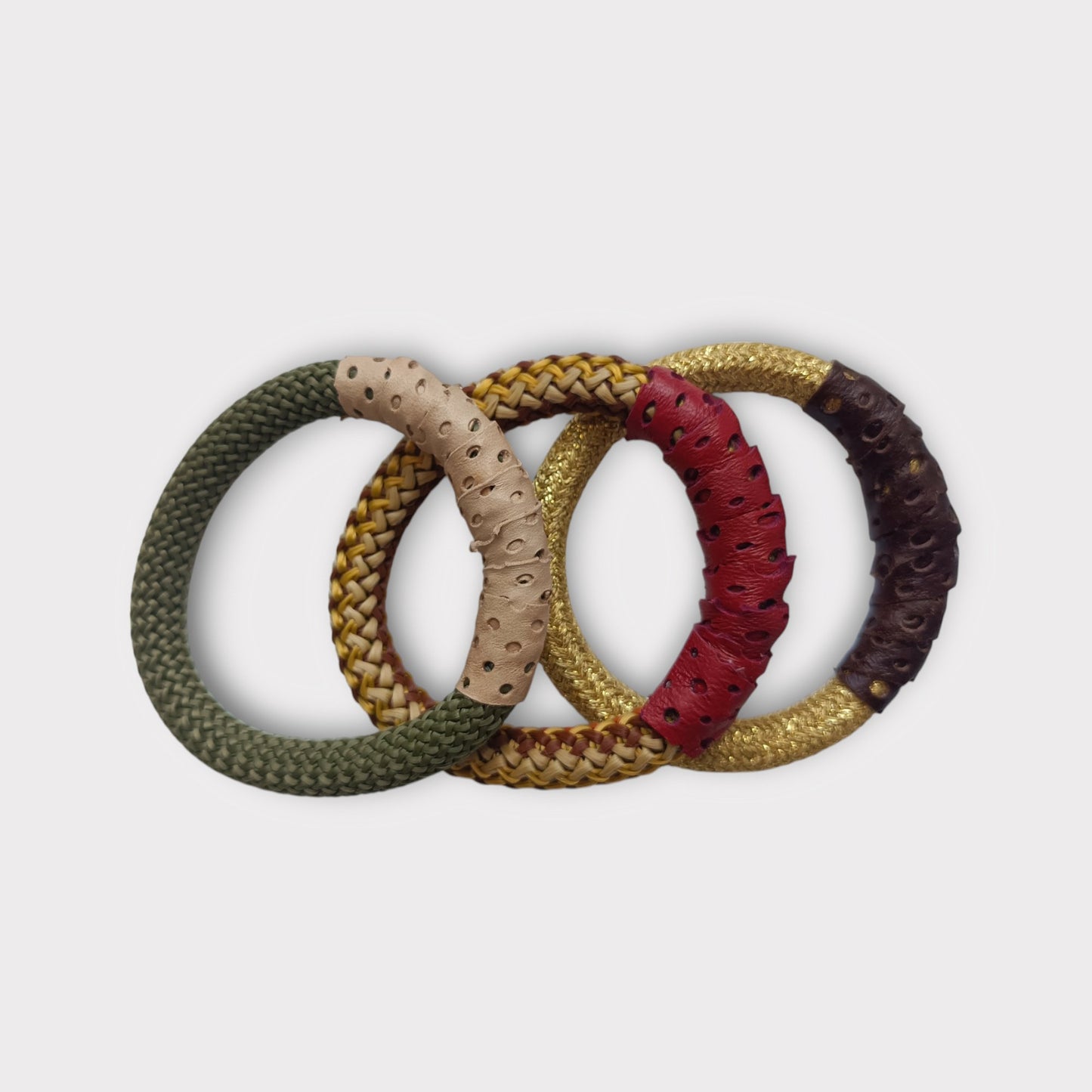 Rope and Leather Bangles - Dark Colors - Maslinda Designs