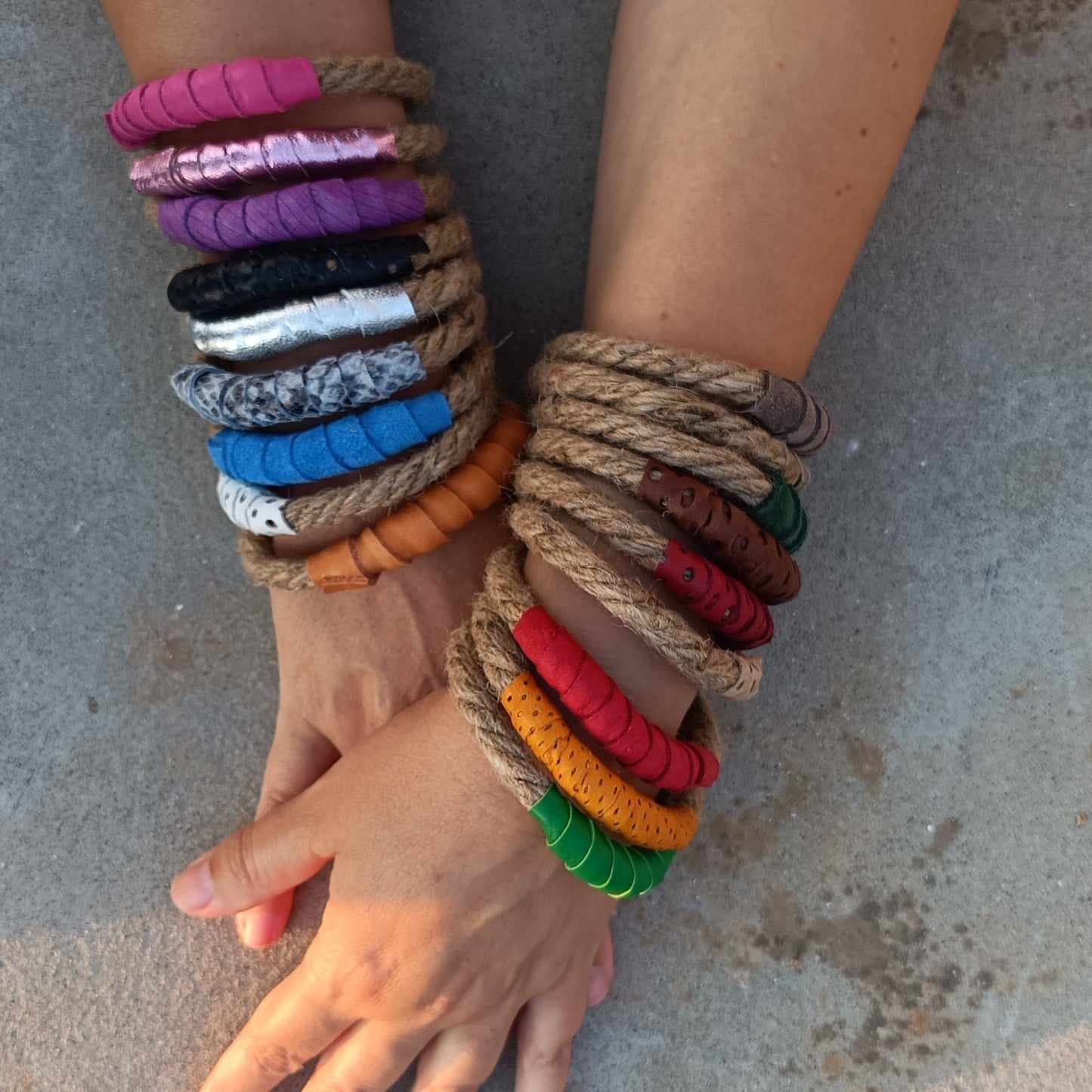 Rope and Leather Bracelets - Set of 3 - Maslinda Designs