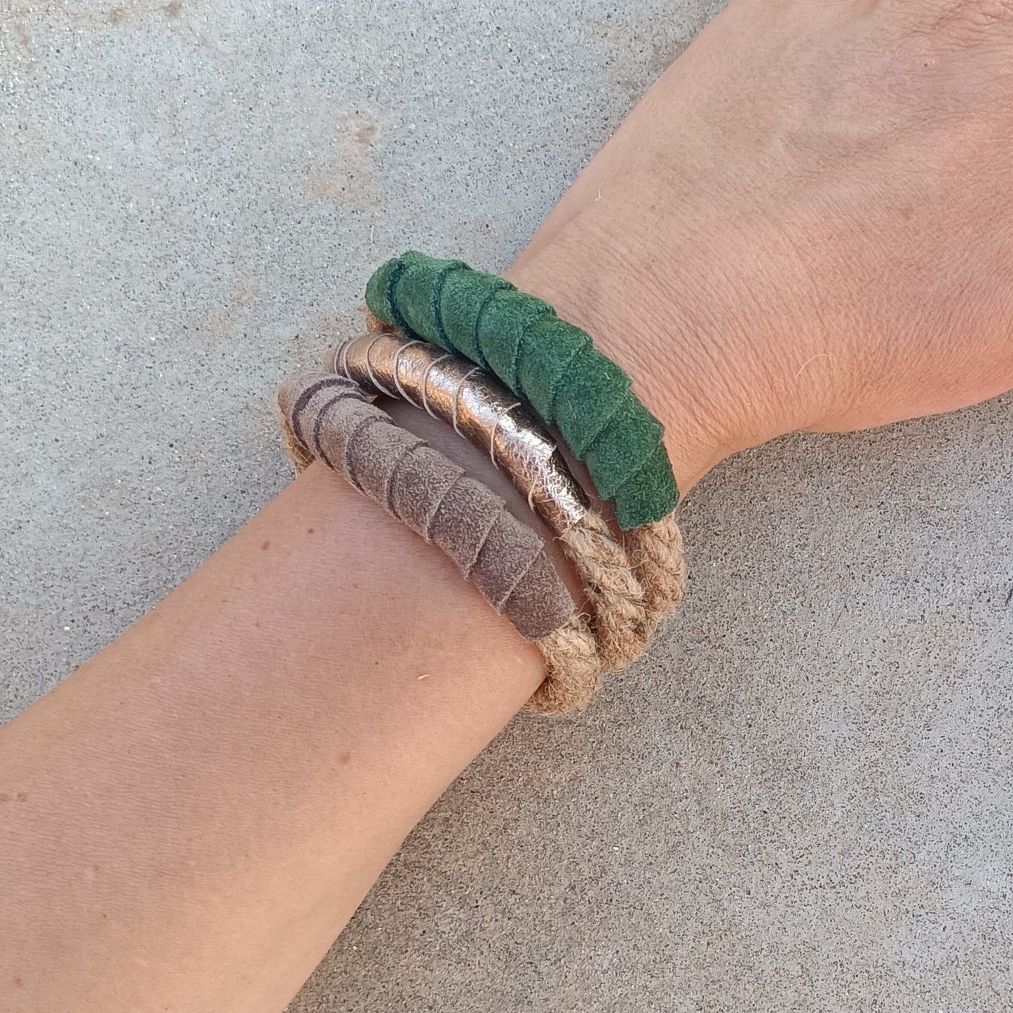 Rope and Leather Bracelets - Set of 3 - Maslinda Designs