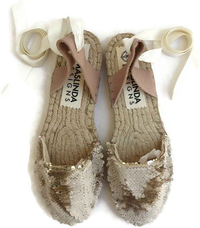 Sequin Espadrilles - Champagne - Maslinda Designs