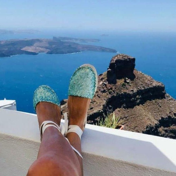 Sequined Espadrilles - Seafoam - Double Sole - Maslinda Designs