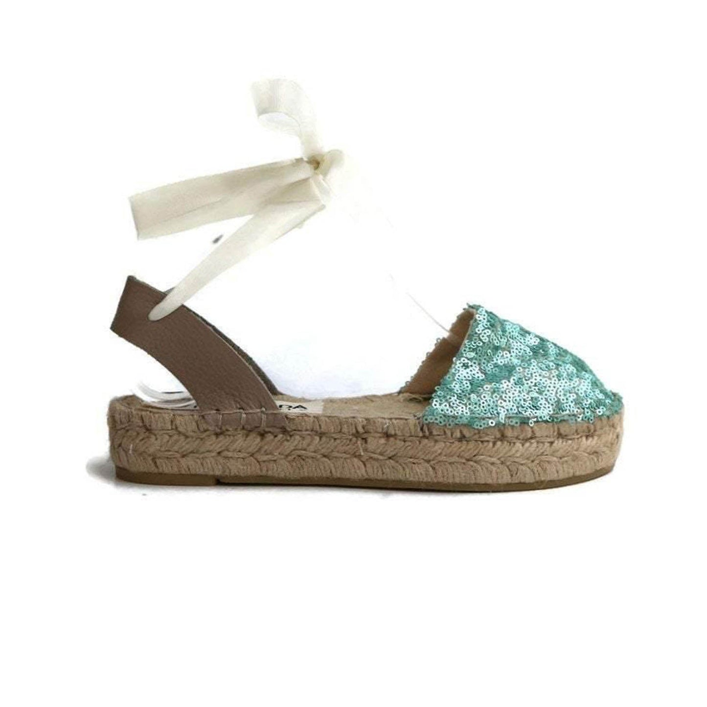 Sequined Espadrilles - Seafoam - Double Sole - Maslinda Designs