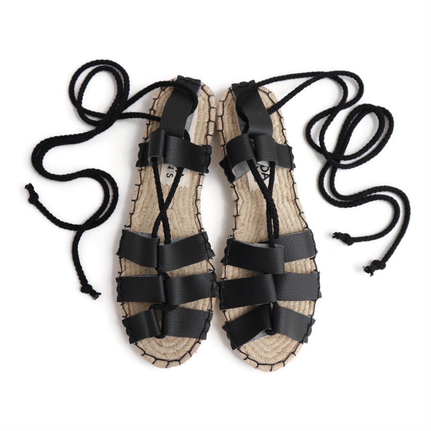 Gladiator Sandals - Vegan Leather - Black - Classic Sole - Maslinda Designs