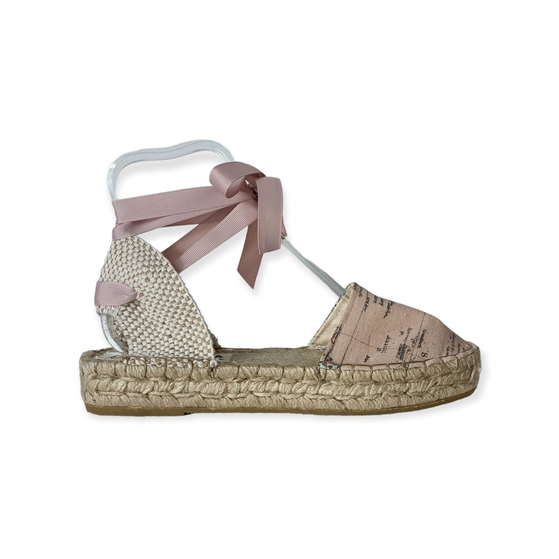 Wedding Espadrilles - World Map Print - Pink - Double Sole - Maslinda Designs