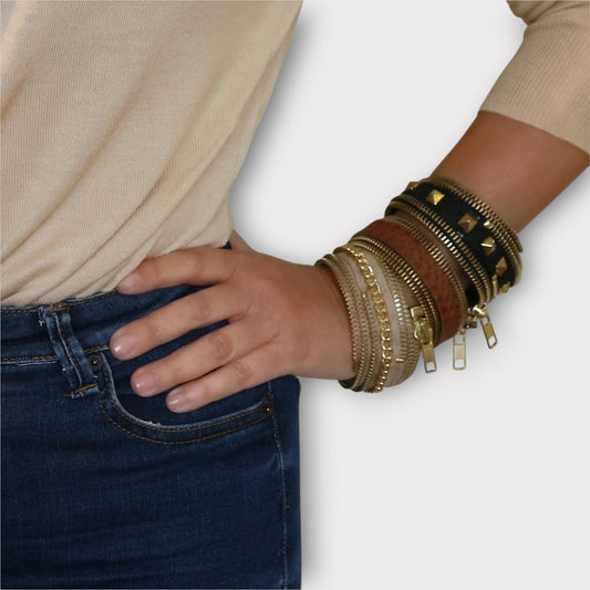 Zipper Cuff Bracelet - Gold - Maslinda Designs