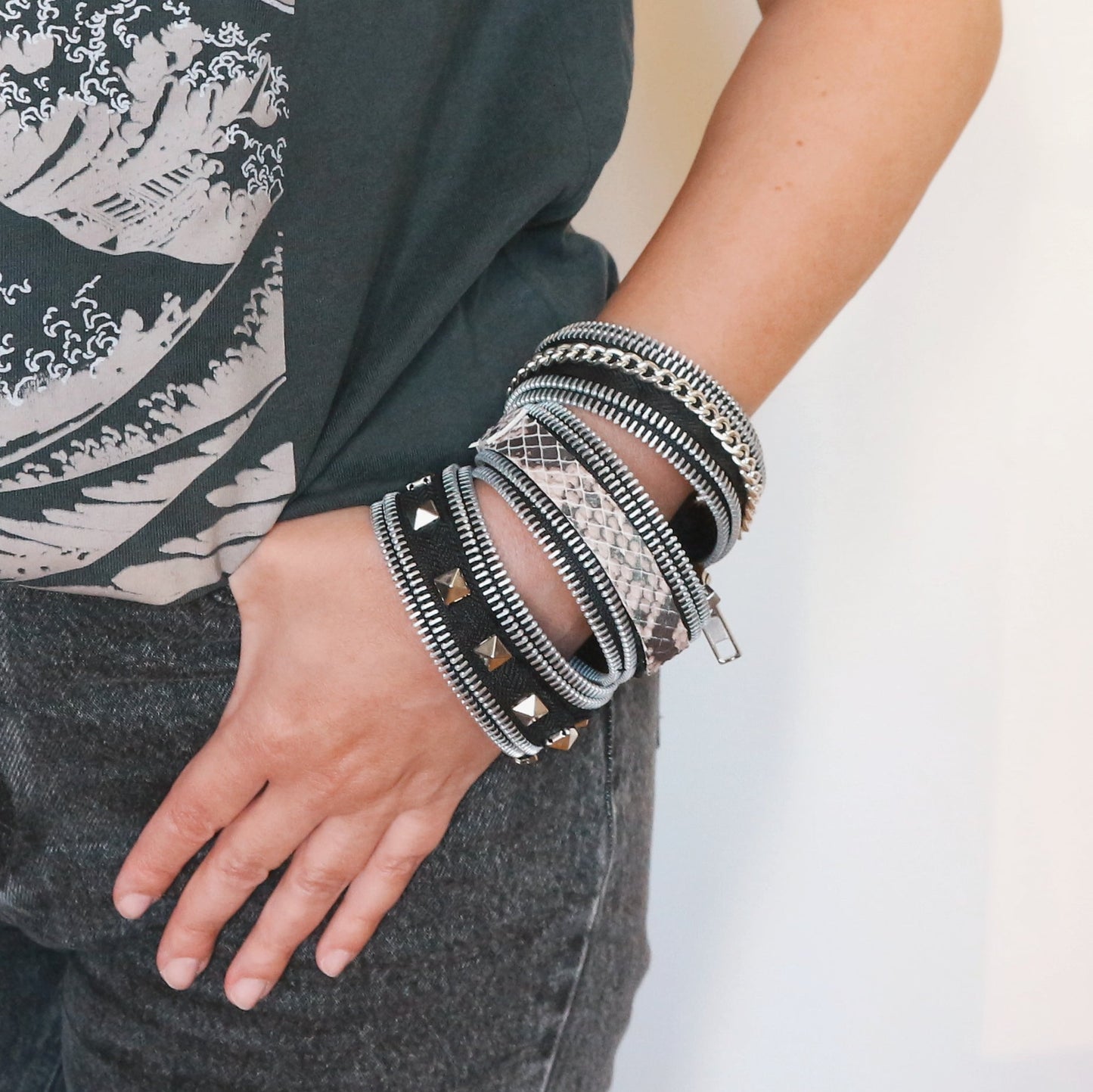 Zipper Cuff Bracelet - Silver - Maslinda Designs