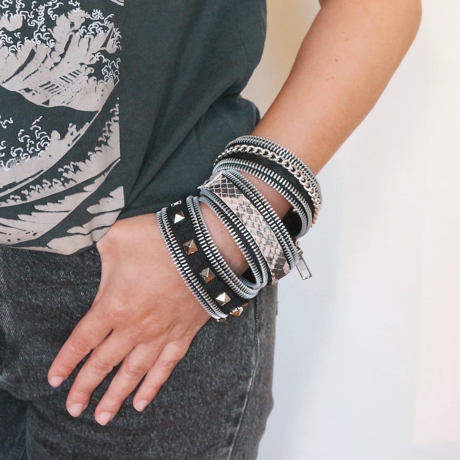 Zipper Cuff Bracelet - Silver - Maslinda Designs