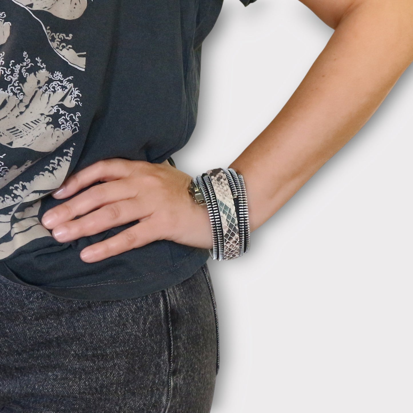 Zipper Cuff Bracelet - Silver - Maslinda Designs