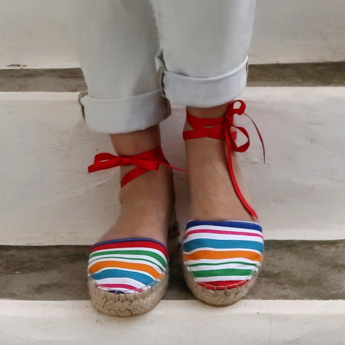 Espadrilles Sandals - Rainbow Stripes