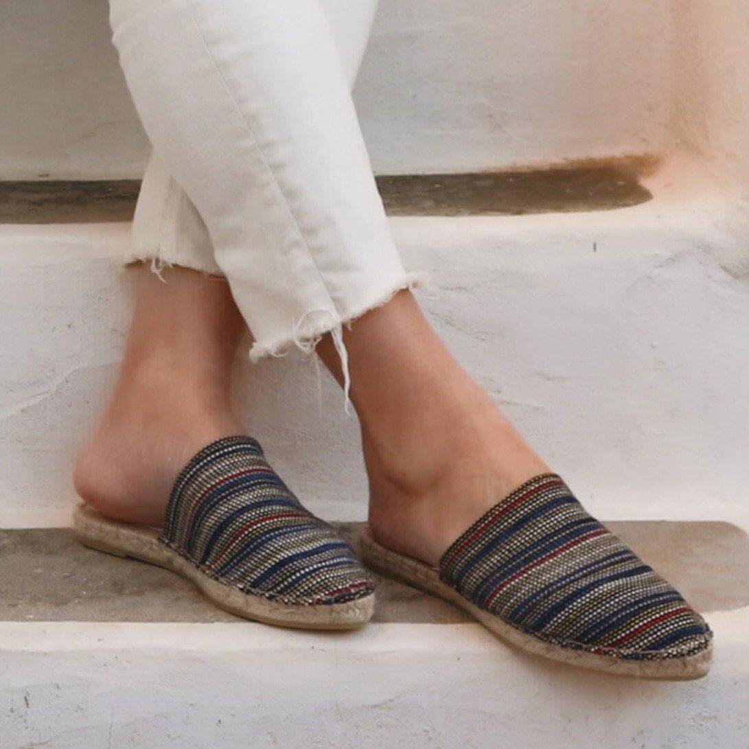 Boho Espadrilles Mules - Blue - Maslinda Designs