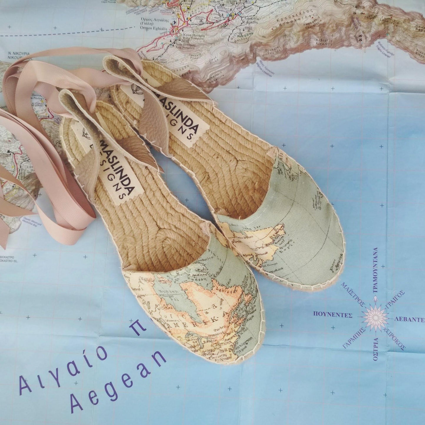 Espadrilles Sandals - Εκτύπωση χάρτη Wold