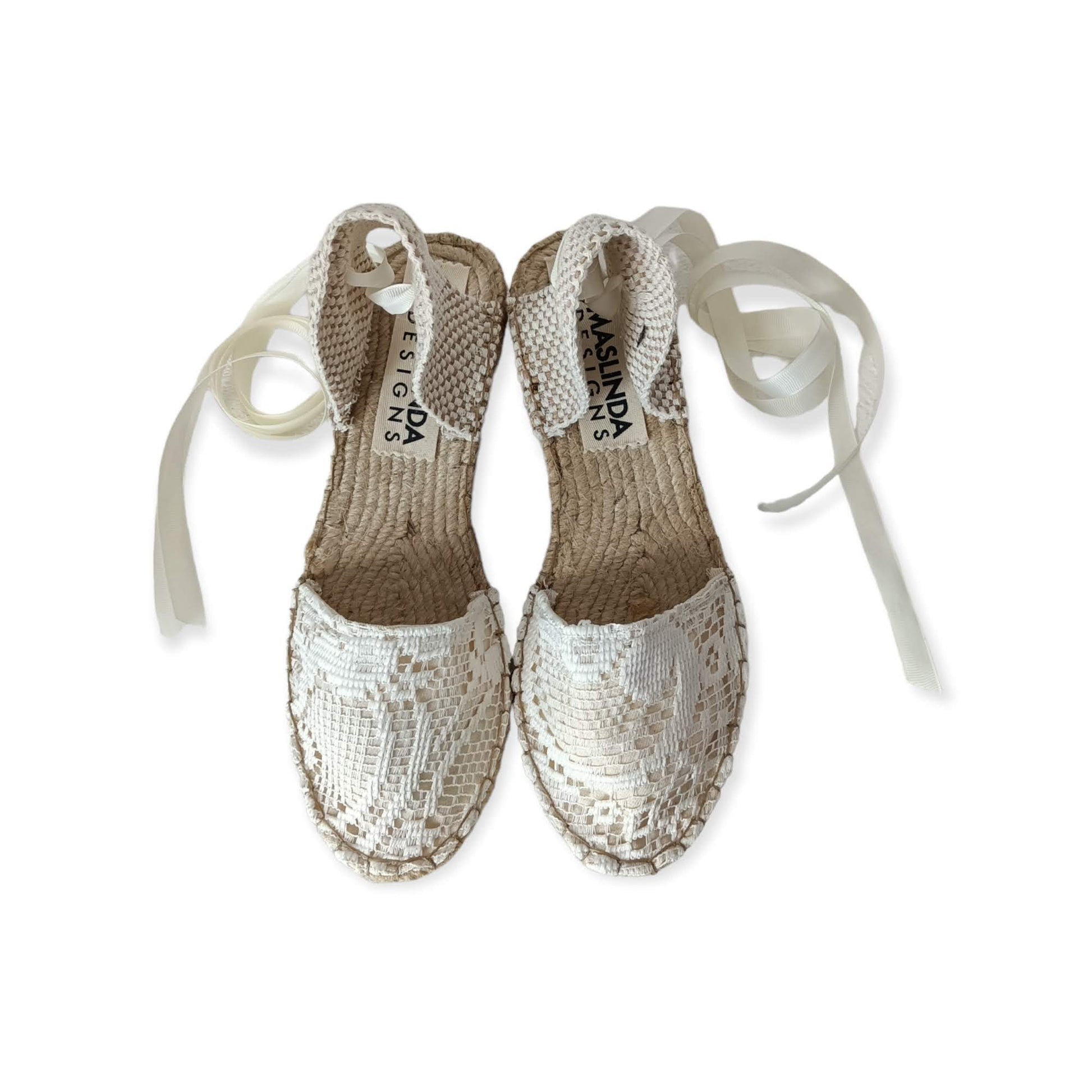 Low Wedge Espadrilles - Lace - Maslinda Designs