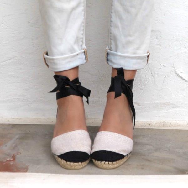 Ma Belle Low Wedge Espadrilles - Ecru - Maslinda Designs