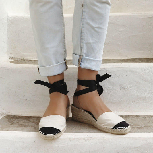 Ma Belle Low Wedge Espadrilles - Ecru - Maslinda Designs