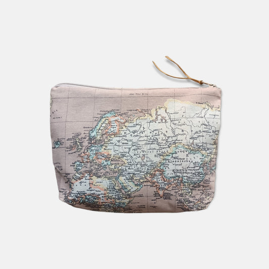 Make-up bag - World Map Beige - Maslinda Designs
