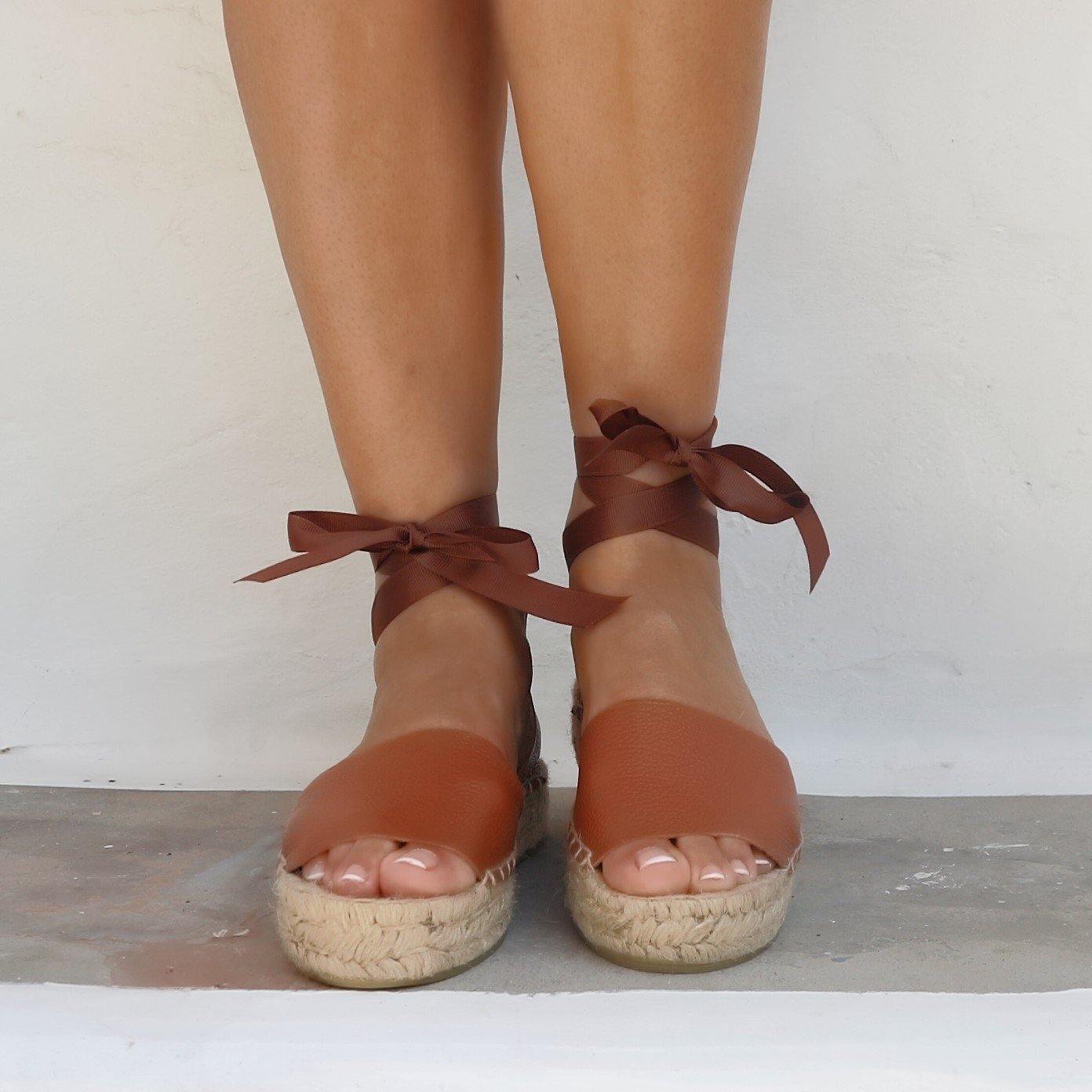 Essential Leather Espadrilles Sandals - Tan - Double Sole