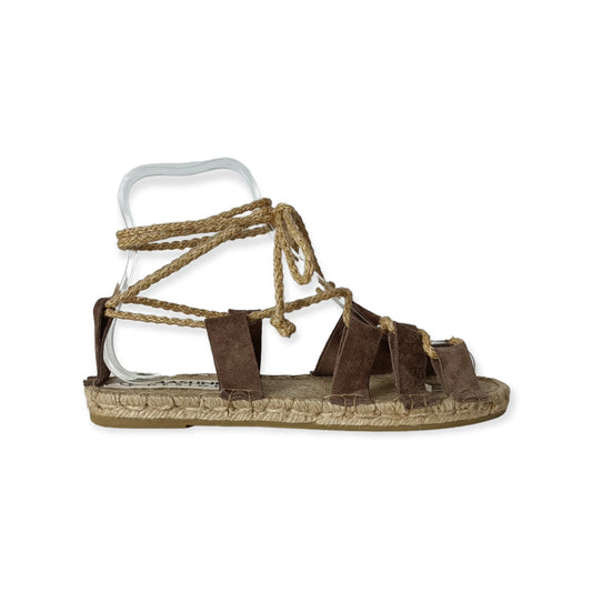 Suede Gladiator Sandals - Beige- Classic Sole - Maslinda Designs