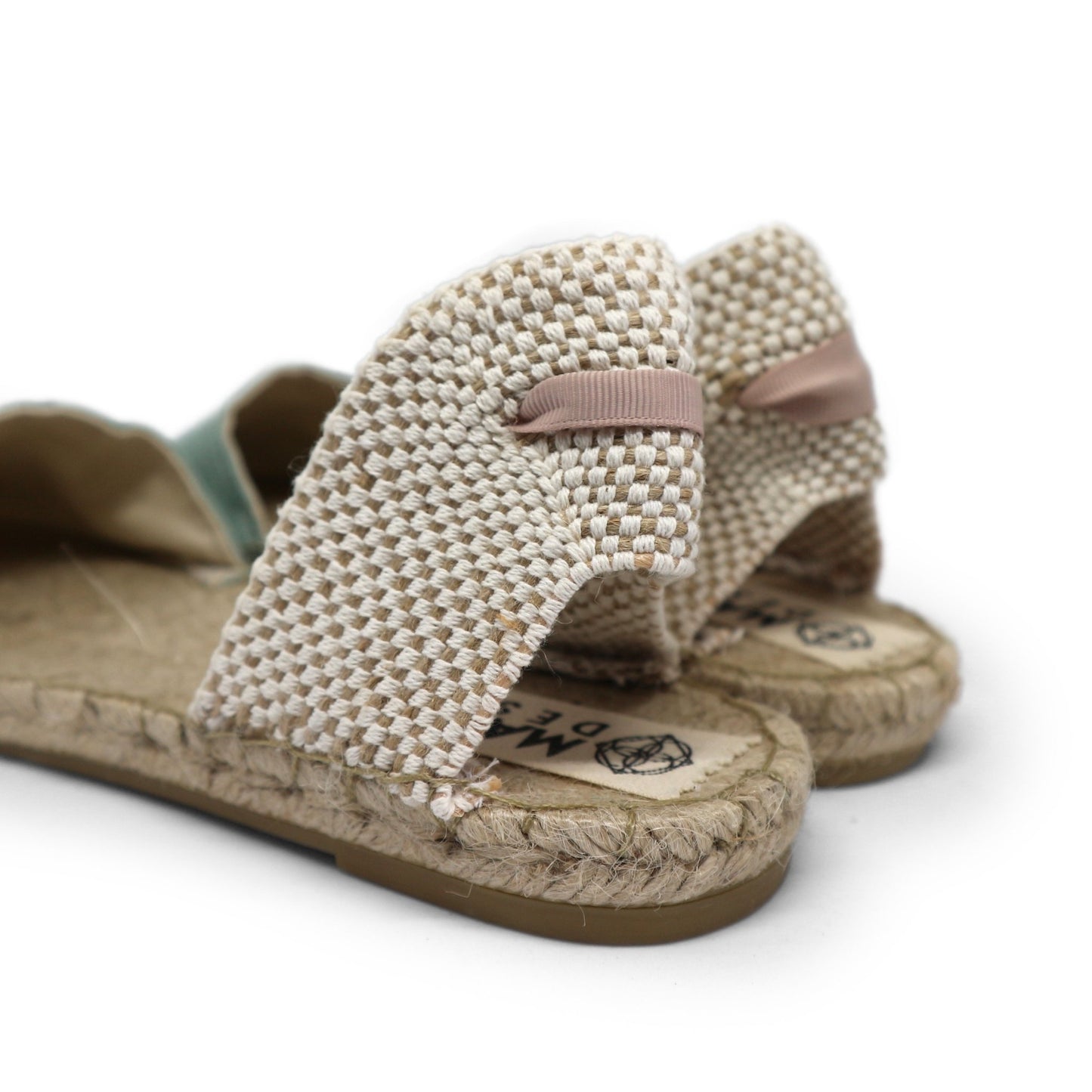 Vegan Espadrilles Sandals - Beige Herringbone - Maslinda Designs